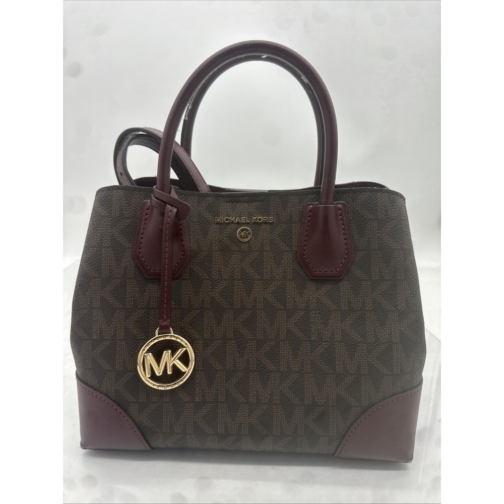 Michael Kors MK Mercer Gallery Small Center Zip Satchel Crossbody Merlot